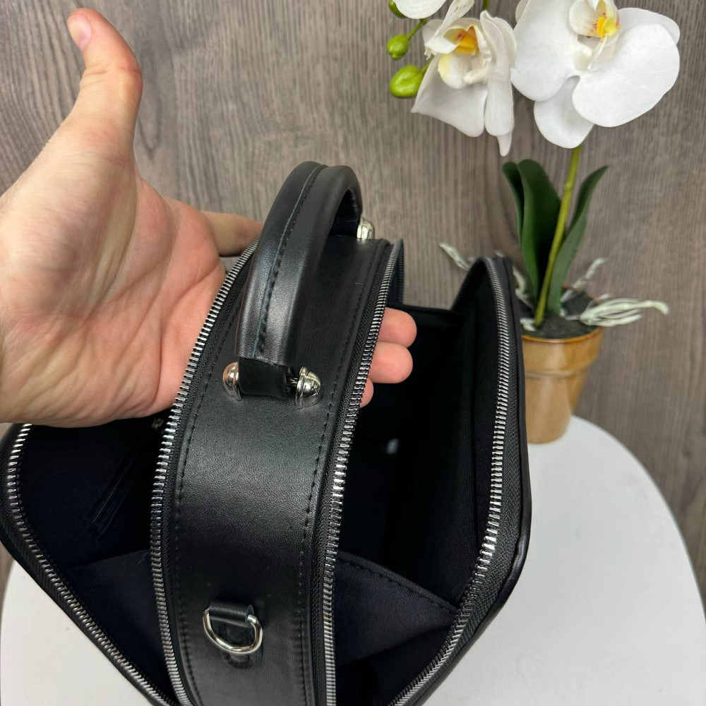 Жіноча шкіряна сумка стиль Zara, каркасна сумка Зара чорна натуральна шкіра ( 21990 ) Харків - фото 8