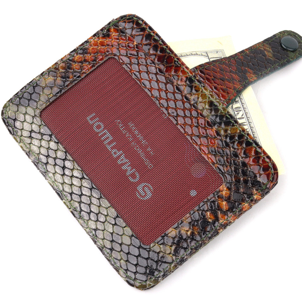 Визитница из натуральной фактурной кожи под змею KARYA 20958 Разноцветный Киев - изображение 8