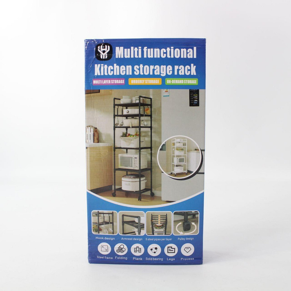 Стелаж етажерка на колесах, 6 рівнів, 170х42х32см / Підлогова пересувна полиця для кухні / Полиця етажерка Київ - фото 8