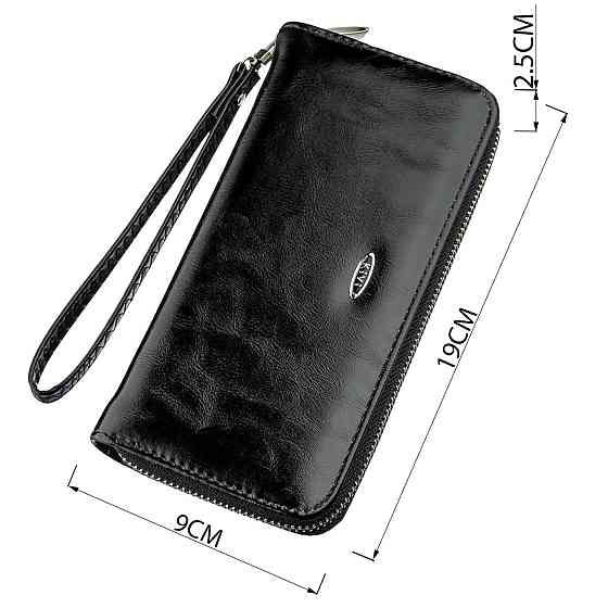 Кошелек женский на одну молнию из экокожи гладкий KIVI 19040 Черный Киев