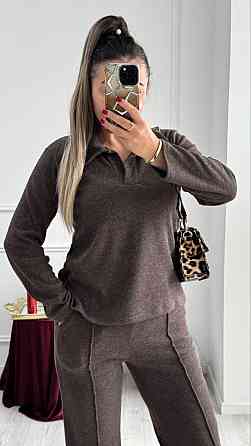 Жіночий базовий в'язаний костюм-двійка з ангори Шоколадний, 46/48 Одеса