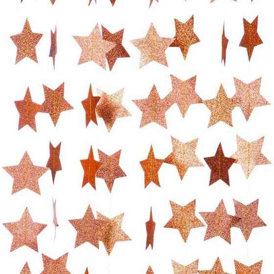 Гирлянда Звездочки праздничная с блестками 4 м на 65 мм розовое золото Киев