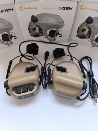 Тактические активные наушники Earmor М32Н с гарнитурой под шлем Койот Киев