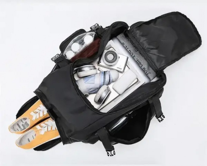 Спортивна сумка Т60 чорна 45л, спортивна сумка рюкзак, сумка трансформер чоловіча та жіноча Вінниця - фото 3