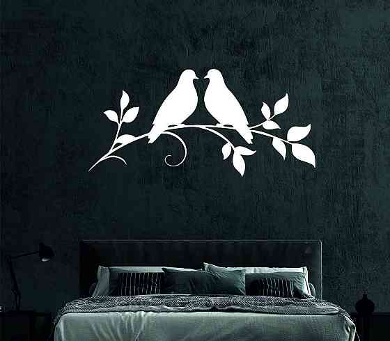 Декоративное настенное Панно «Две птички», Декор на стену 90*66 см, Белый Киев