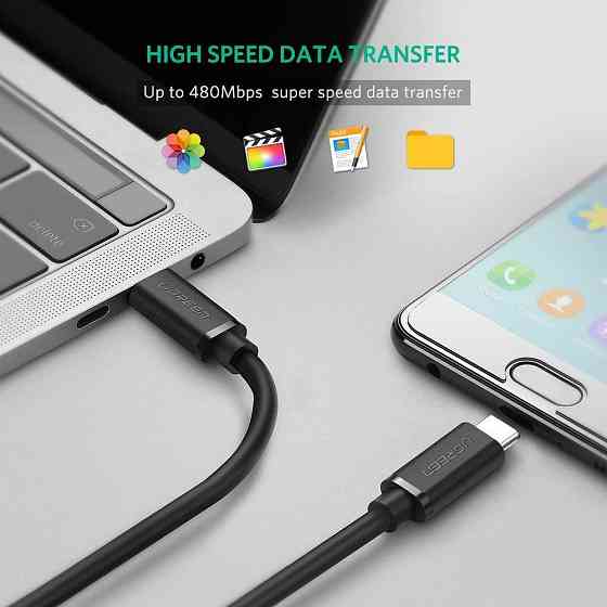 Кабель USB Type-C to Type-C Ugreen US286 с поддержкой PD QC 3.0 (Черный, 2м) Николаев