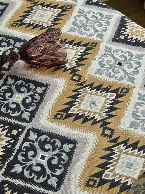 Ecotton Скатертина столова Ecotton DUCK 170х200 см водовідштовхувальна Орнамент синьо-жовта (25 Коломыя - изображение 6