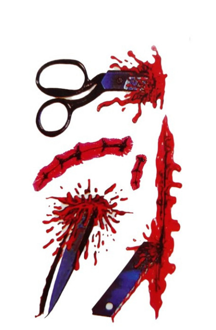 Тимчасове татуювання Кроваві ножиці 10 на 6 см різнобарвний Київ - фото 1