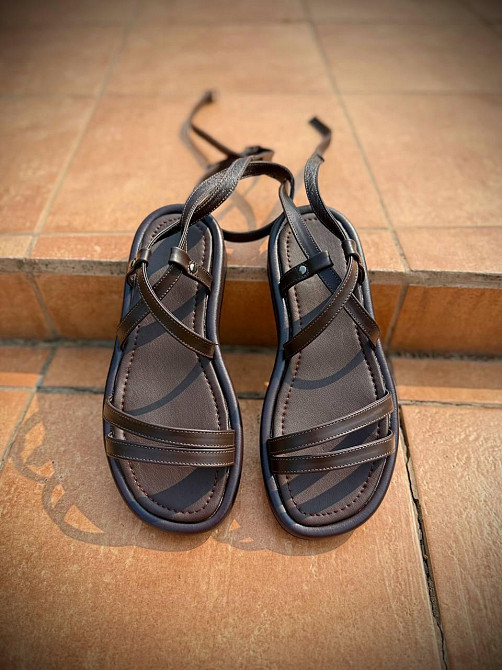 Босоніжки жіночі коричневі літні M.KRAFT 114 шкіряні / Стильні босоніжки на низькій підошві р. Коломыя - изображение 2