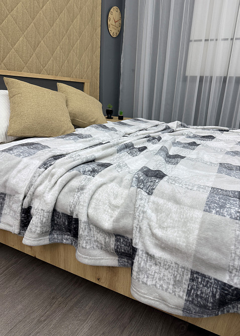 Плед-покривало Decorator WellSoft BLUERRED CELL 200х220 см Світло-сірий з сірим (87-183) Київ - фото 2