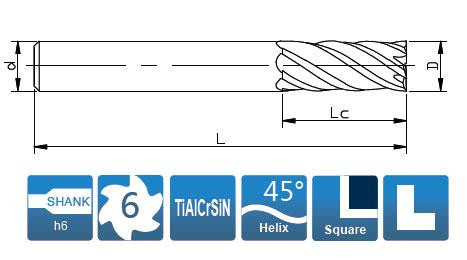 Фреза твердосплавна для металу 6x6x50 мм, HRC50 Київ - фото 7