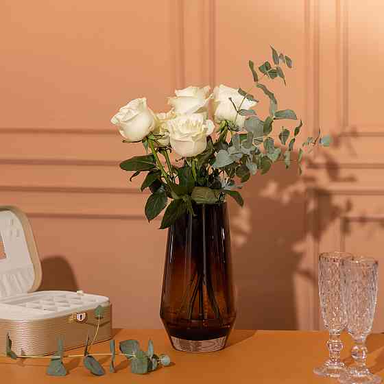 Flower Season Ваза для квітів скляна 26 см скляна з кольорового скла 2.2 л Коричнева HP-10-27 Киев