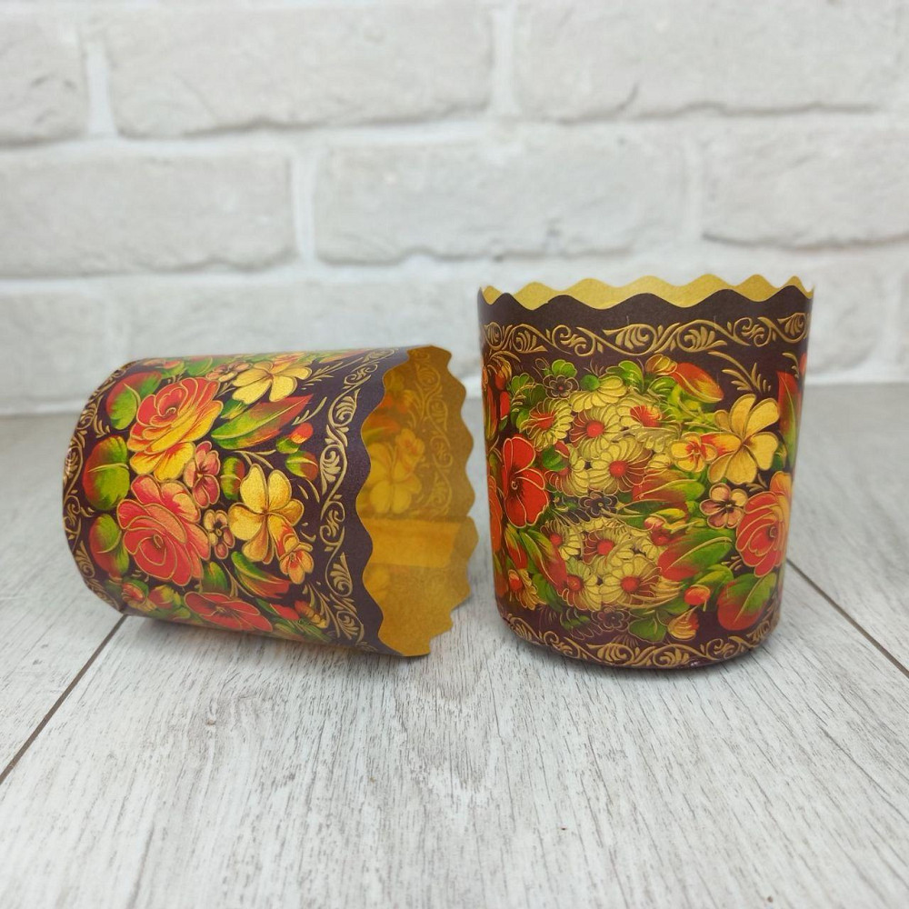 Паперова форма для пасок 100–150 г d70 h85 «Жостово» — форми для випікання, 50 шт Харків - фото 4