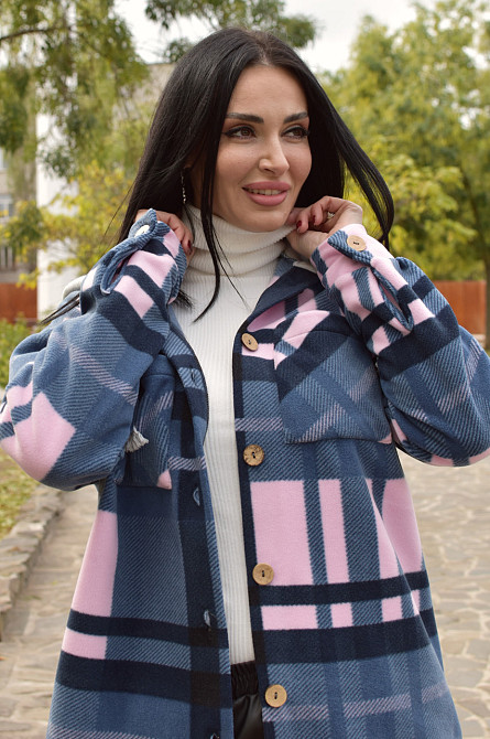 Жіноча тепла флісова сорочка "Delta" оптом | Норма 46-48, Рожевий Київ - фото 1