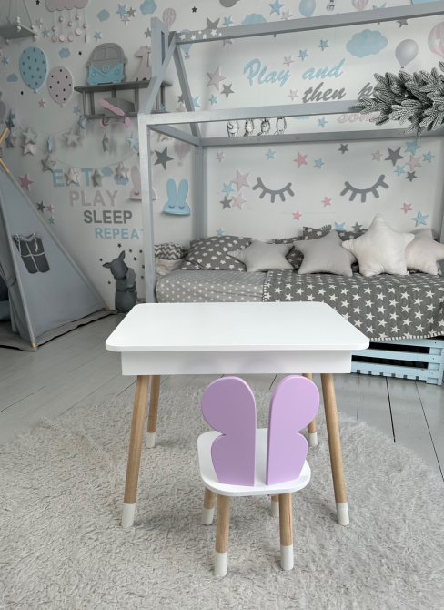 Детский столик с откидным верхом и стульчик, белый с фиолетовым Киев - изображение 10