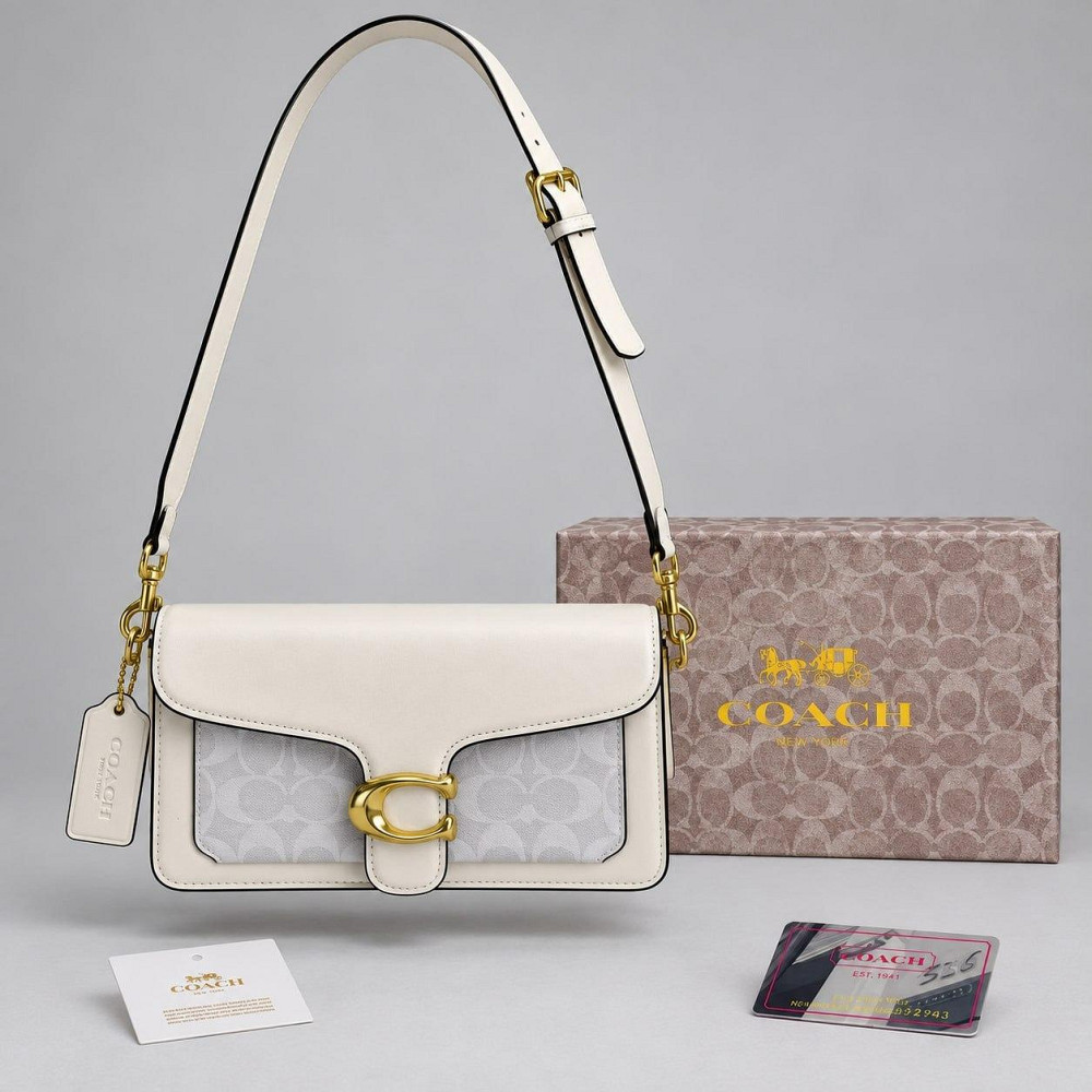 Женская брендовая сумка кроссбоди Coach Tabby Shoulder white Lux Киев - изображение 1