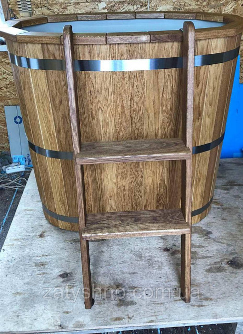 Овальна дубова купіль з поліпропеленовою вставкою 140*90*110 Київ - фото 5