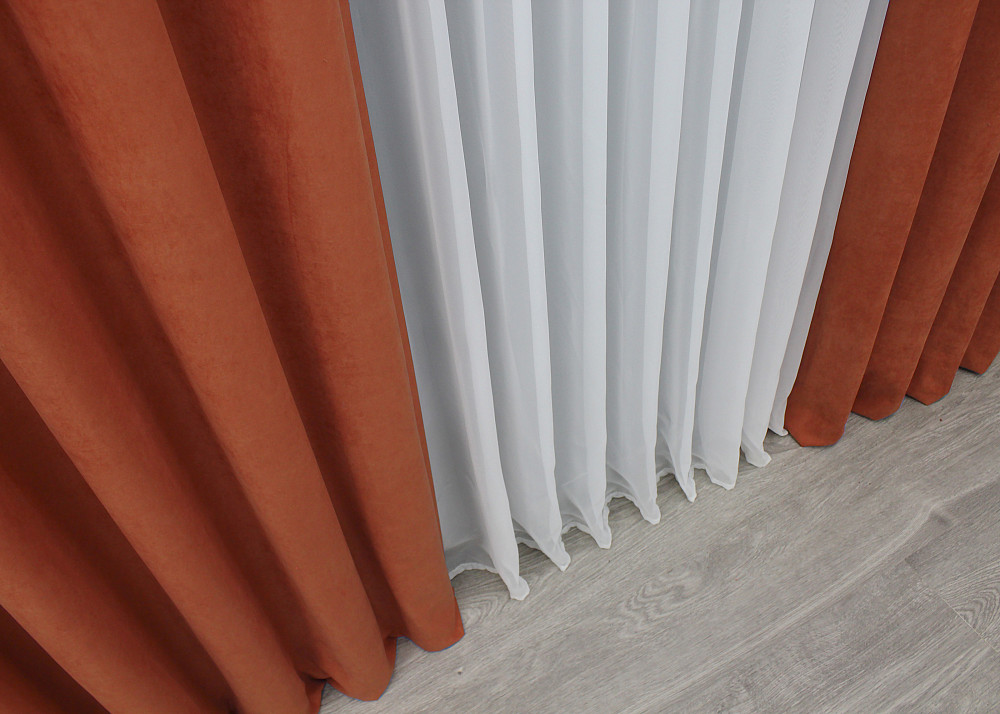 Шторная ткань нубук однотонный, Турция, цвет терракотовый 1512ш Киев - изображение 4