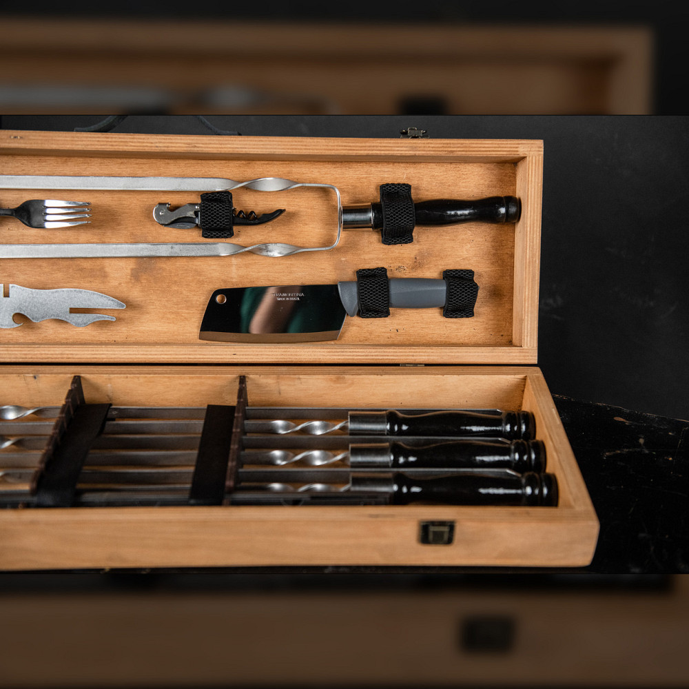 Шампури подарункові набір бокс для пікніка гриля та барбекю Оригінальні Віп подарунки на день народження татові, хлопцю, Тернопіль - фото 9