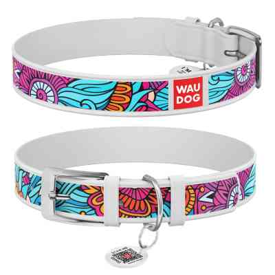 Ошейник для животных WAUDOG Design с QR паспортом "Лето" Ш 15 мм Д 26-35 см белый (378015) Винница