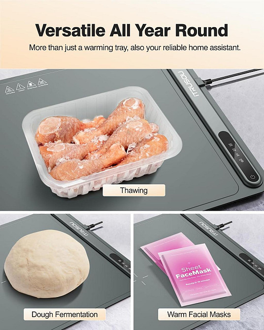 Подогреватель для еды Itrusou BW601 Тёмно-серый силикон 250W 16x24 см полный нагрев роллабл 3 режима Киев - изображение 5