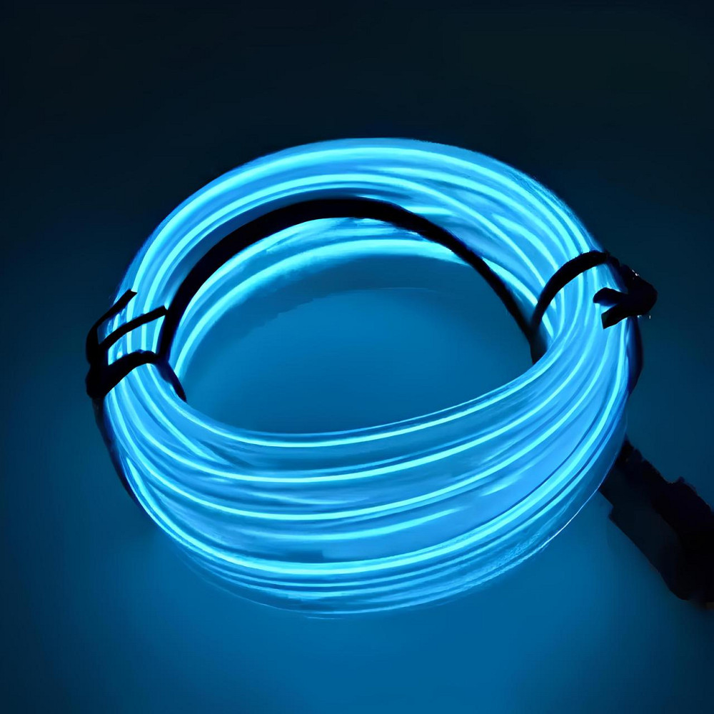 Світлодіодна стрічка RESTEQ блакитна 3 м ICE BLUE LED неоновий провід з контролером для костюмів декору авто Київ - фото 1