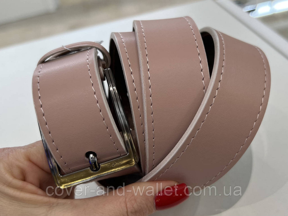 Красивый пудровый женский ремень из натуральной кожи 35мм PS Leather Киев - изображение 9