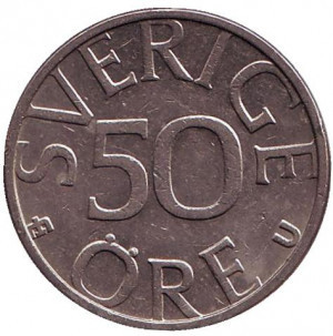 Монета 50 эре. Король Карл XVI Густав (1975 - 2019) Швеция. Полтава - изображение 1