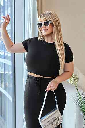 Жіночий літній костюм зі спідницею міді "Sunstyle" оптом | Норма і батал Чорний, 50-52 Київ