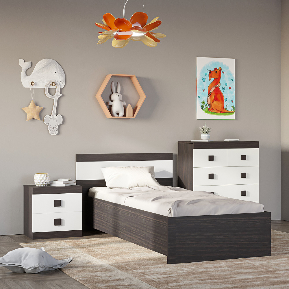 Спальня Детская Эверест Соната Комплект 8 (модульная - 3 элемента) венге темный + белый (DTM-2592) Днепр - изображение 1