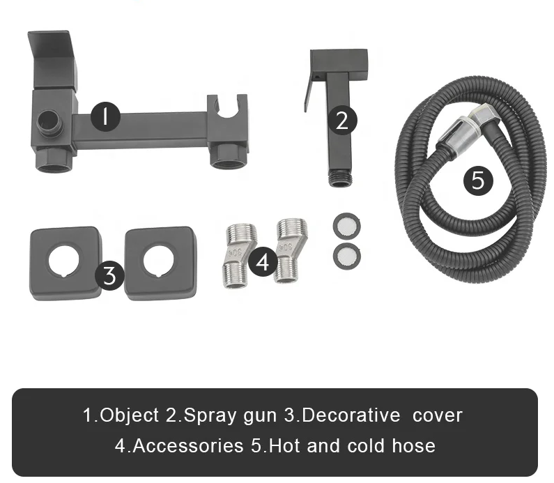 Змішувач настінний з гігієнічним душем Mixxus KUB-222 GRAPHITE з нерж.сталі графітний (MI6846) Чернівці - фото 4