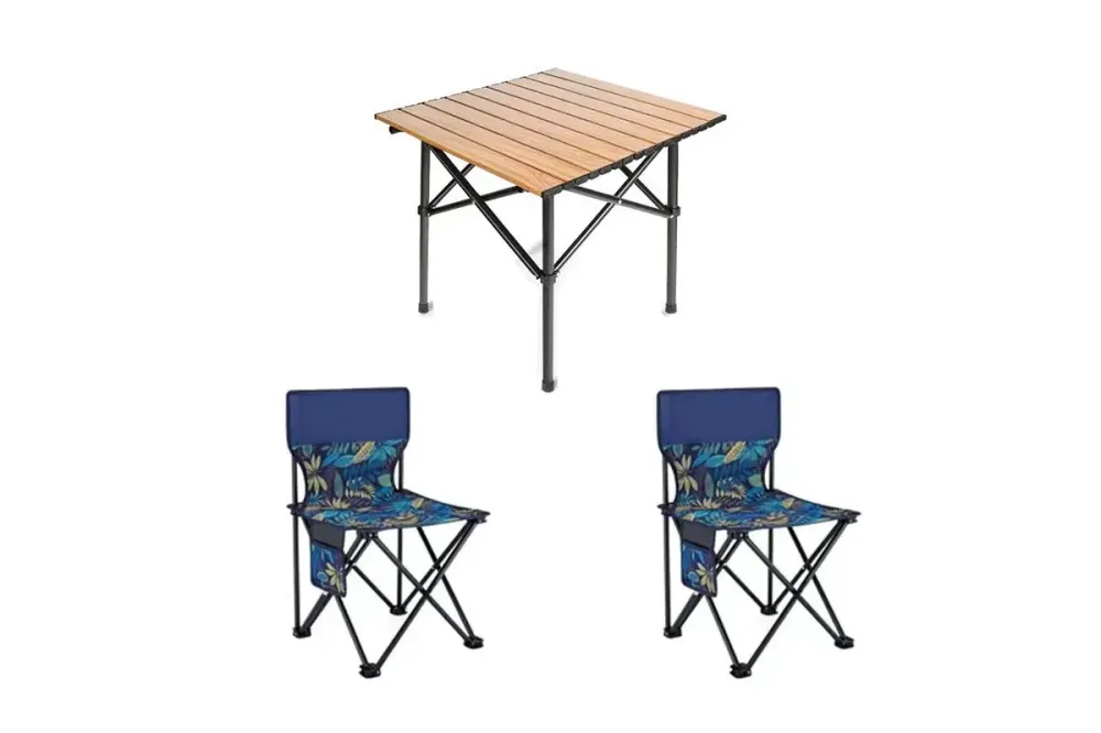 Стол + 2 стула STD-02 стол складной прямоугольный коричневый,(Д530*Ш550*В500мм), стулья металл+ткань (40*40*35), сумка Коломия - фото 1