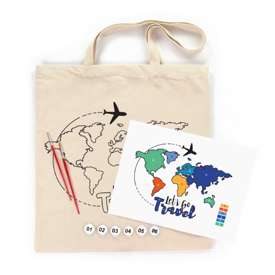 Набір екосумка-розмальовка „Lets go Travel" бавовна 220 г/м2 38х42см ROSA Talent Київ