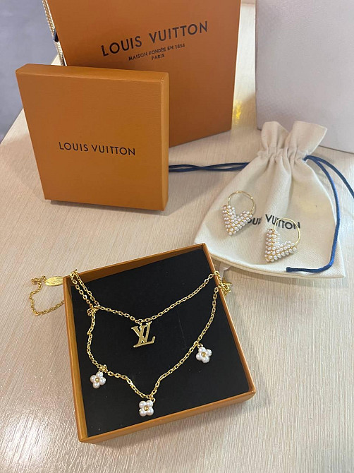 Луї Віттон комплект / Louis Vuitton сережки та кольє з перлинами Одеса - фото 2