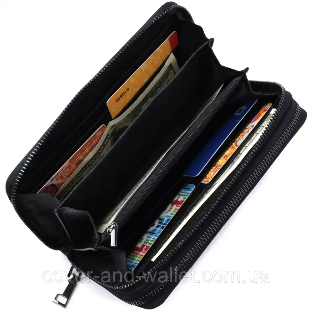 Мягкий кожаный мужской кошелек клатч на две молнии на много карточек ST 274 Киев - изображение 8
