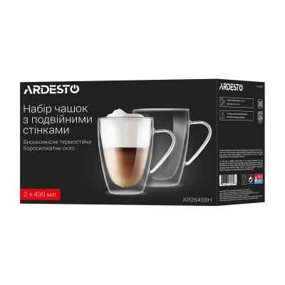 Набір чашок Ardesto BH 430 мл 2 шт прозорий (AR2643BH) Вінниця