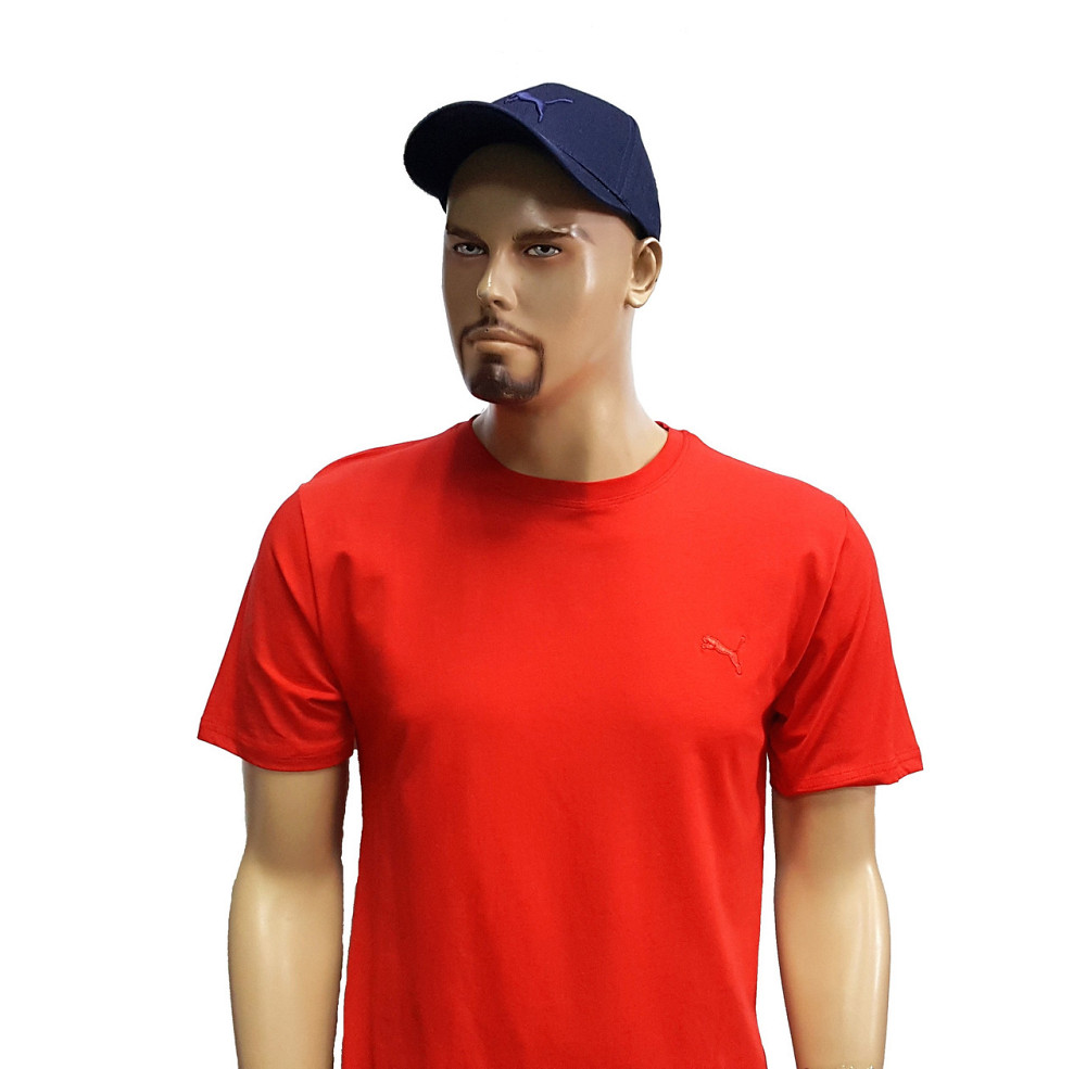 Мужская батальная однотонная трикотажная футболка Puma Киев - изображение 3