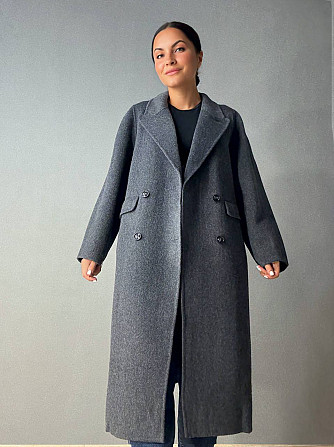Пальто женское Lady Yep 85098 длинное оверсайз шерстяное двухбортное серое, серый, M Киев - изображение 15