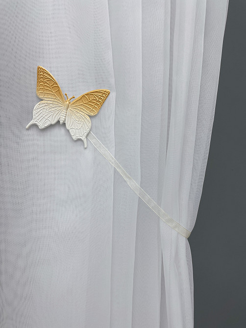 Магніти для штор і гардин (139м) Метелик набір 2 шт Білий з золотистим (81-157) Київ - фото 4