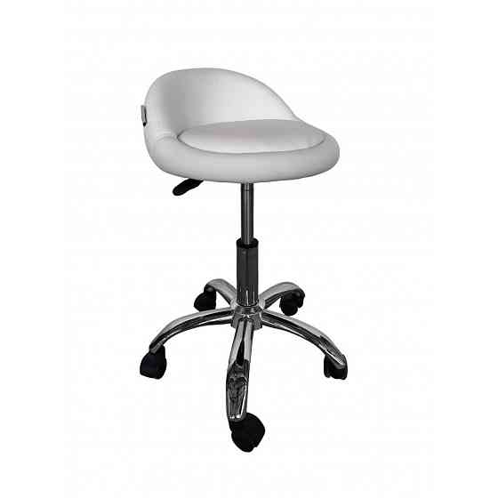 Кресло табурет на колесах со спинкой Bonro B-498 экокожа Белый Киев