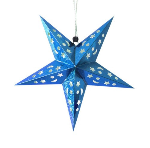 Об`ємна зірка з картону 30 см синій Київ - фото 1
