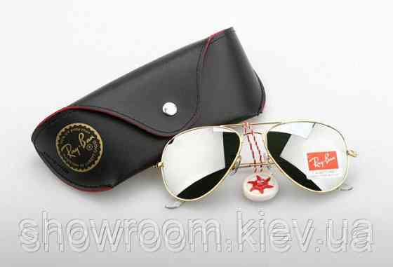 Женские солнцезащитные очки в стиле RAY BAN aviator (золотая оправа) (2907) Киев