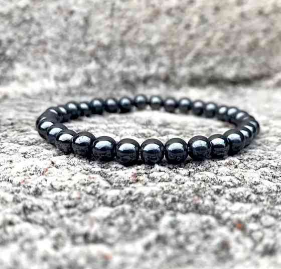 Гематитовый браслет 8 мм на резинке 19 см. Киев