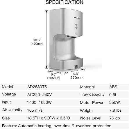 Сушарка для рук anydry 2630TS автоматична електрична настінна 1400-1650W сіра срібна потужна, електросушарка для туалету Київ