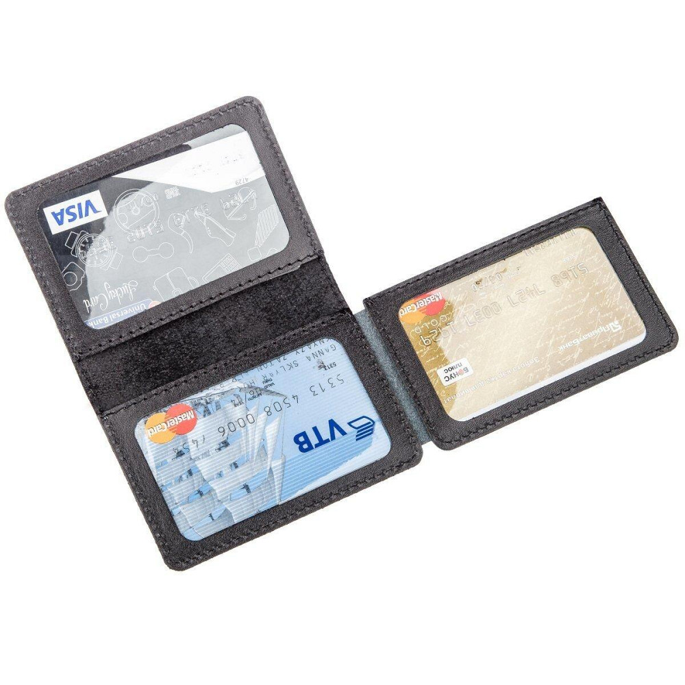 Обложка для авто документов на 3 слота кожаная Shvigel 13966 Черная Киев - изображение 3