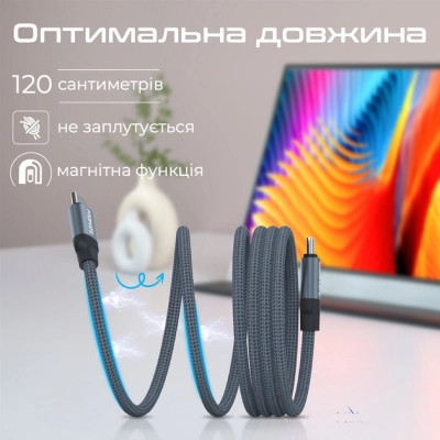 Дата кабель USB-C to USB-C springy.grey Promate (springy.grey) Вінниця - фото 8