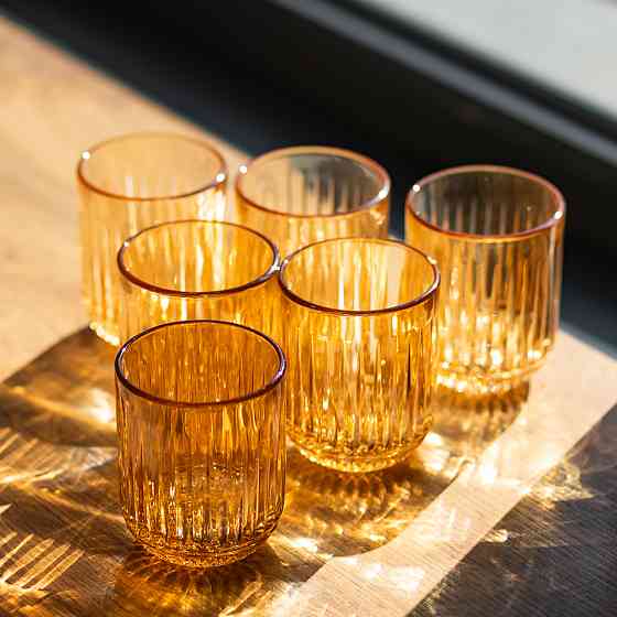 Набір склянок 6 штук 250 мл із товстогого скла бурштиновий HP-19-248 Коломия