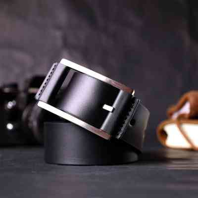 Ремень Grande Pelle Брючный кожаный с квадратной пряжкой Черный (11679) Винница