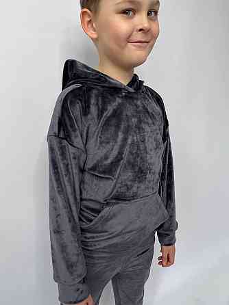 Дитячий велюровий костюм Кенгуру 122-128 Графітовий Харків