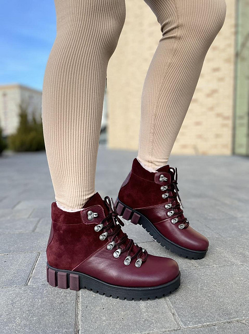 Injers Черевики жіночі INJERS бордові натуральна шкіра з овчиною висота 11,5 см (1125) 38р.39р. Коломыя - изображение 7